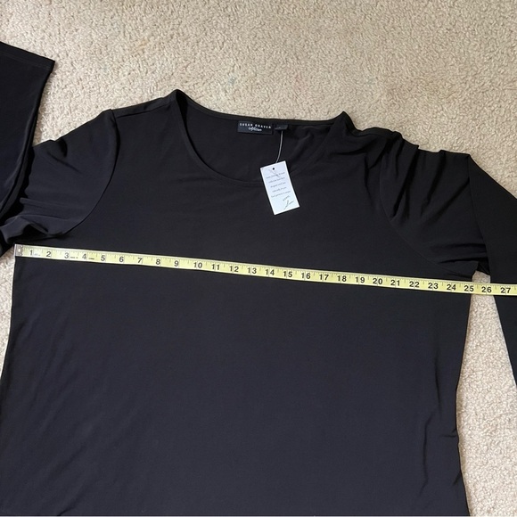 Susan Graver‎ Artisan Womens Top Black 1X Asymmetrical Rhinestone Casual Shimmer - Picture 15 of 16